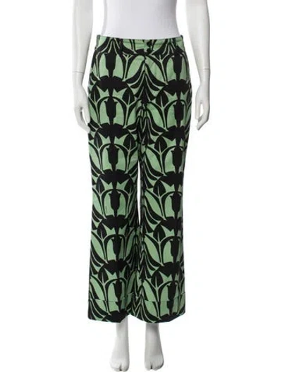 Pre-owned La Doublej Printed Wide Leg Pants In Green