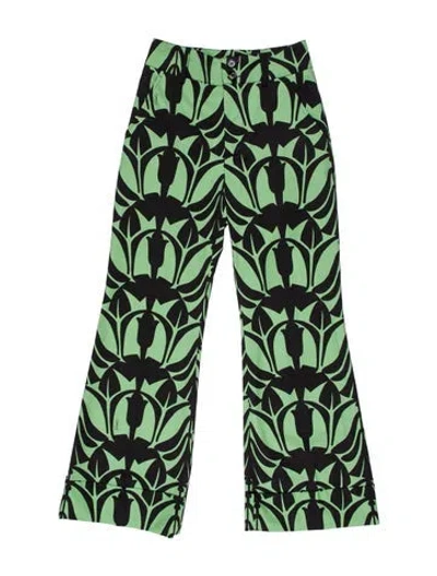Pre-owned La Doublej Printed Wide Leg Pants In Green