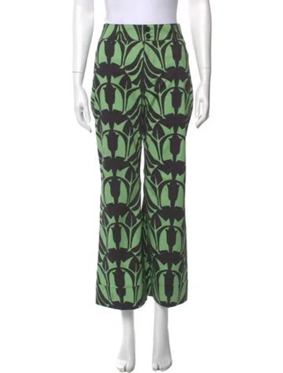 Pre-owned La Doublej Printed Wide Leg Pants In Green