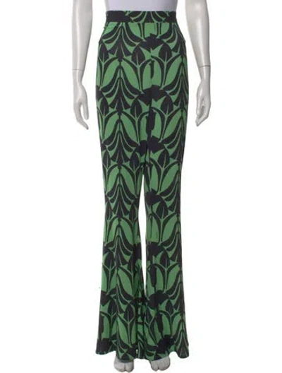 Pre-owned La Doublej Printed Wide Leg Pants In Green