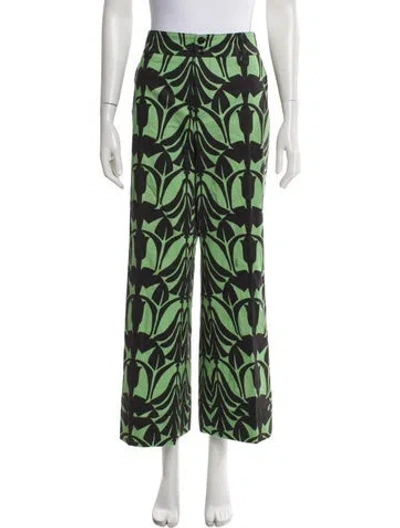 Pre-owned La Doublej Printed Wide Leg Pants In Green