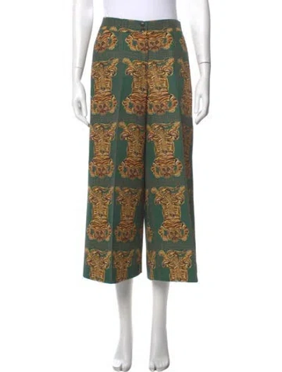 Pre-owned La Doublej Printed Wide Leg Pants In Green