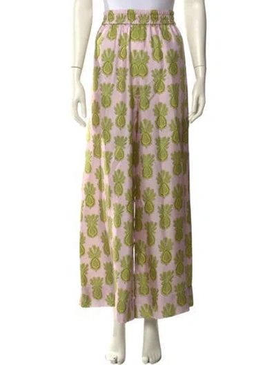 Pre-owned La Doublej Printed Wide Leg Pants In Pink