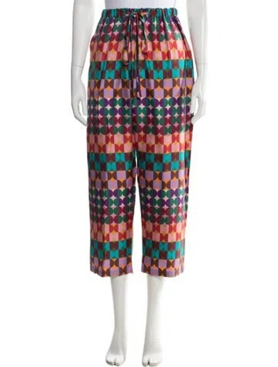 Pre-owned La Doublej Printed Wide Leg Pants In Pink