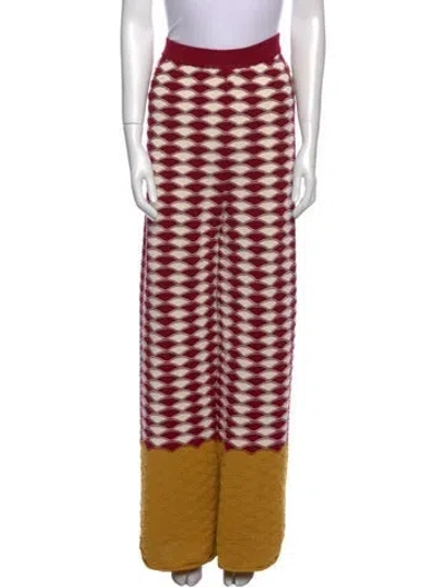 Pre-owned La Doublej Printed Wide Leg Pants In Red