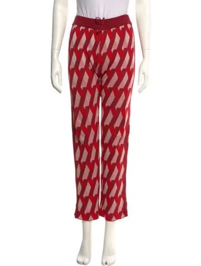 Pre-owned La Doublej Printed Wide Leg Pants In Red