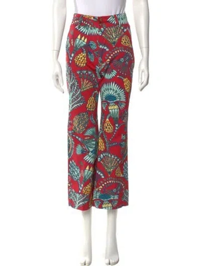 Pre-owned La Doublej Printed Wide Leg Pants In Red