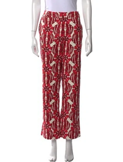 Pre-owned La Doublej Printed Wide Leg Pants In Red