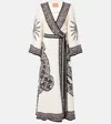 La Doublej Printed Crepe Midi Wrap Dress In Multi