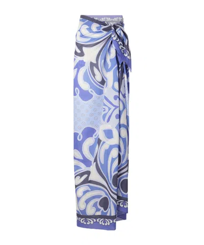 La Doublej Printed Cotton Beach Cover-up In Blue