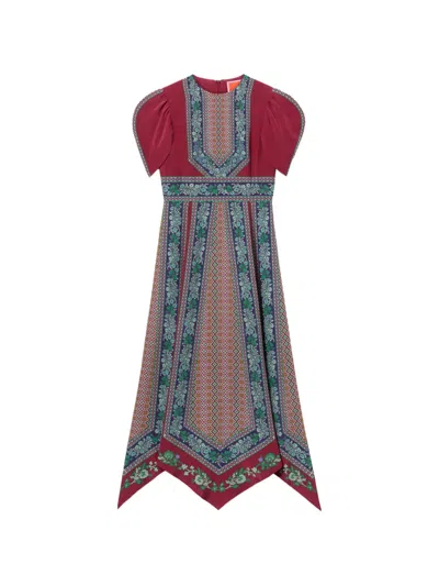 La Doublej Puffed-sleeved Midi Dress In Multi