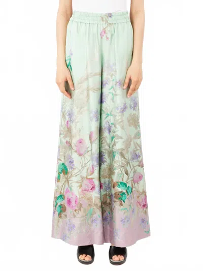 LA DOUBLEJ PULL ON PRINT WIDE LEG TROUSERS IN HEATH PLACEE