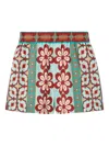La Doublej Printed Cotton Shorts In Green
