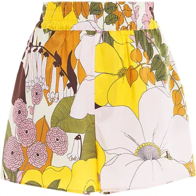 LA DOUBLEJ LA DOUBLEJ PULL-UP SHORTS PINEAPPLE SUNFLOWER WHITE