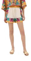 La Doublej Floral Silk Boxer Shorts In Zodiac Placée