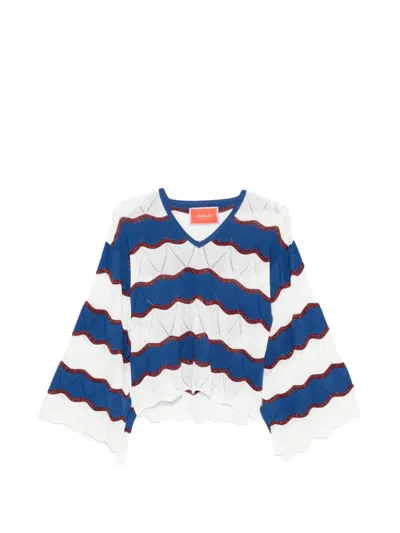 La Doublej Pullover Mit V-ausschnitt In White