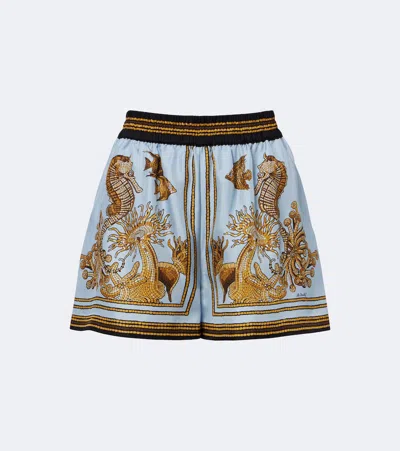La Doublej Pull-up Printed Silk Shorts In Multi