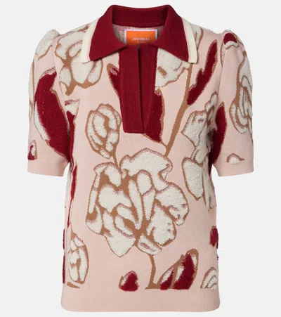 La Doublej Pumped Up Floral Polo Sweater In Pink