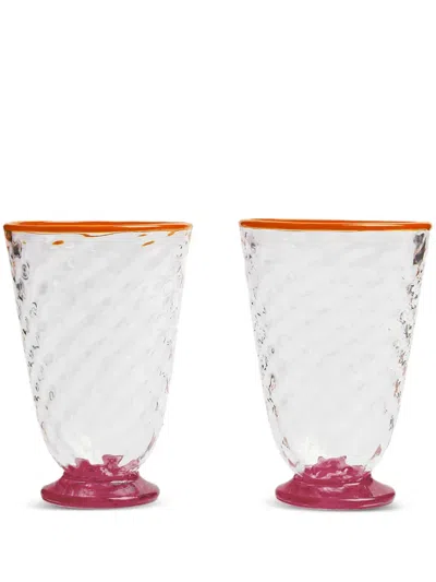 La Doublej Quilted Contrast-trim Glass (set Of Two) In Neutrals