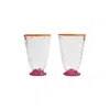 La Doublej Quilted Glasses Set Of 2 In Fuchsia
