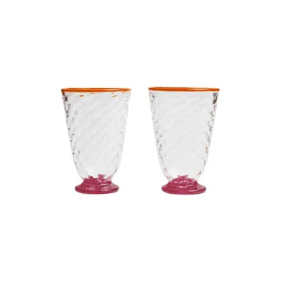La Doublej Quilted Glasses Set Of 2 In Fuchsia