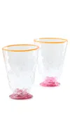 La Doublej Quilted Glasses Set Of 2 Fushia In Fushia