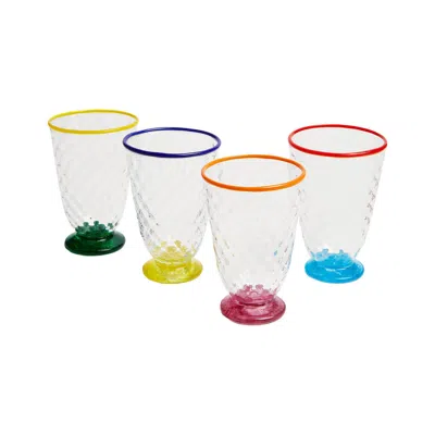 La Doublej Quilted Glasses Set Of 4 In Multicolor