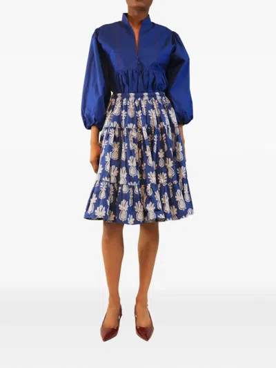Pre-owned La Doublej Quintana Floral Skirt Set In Blue