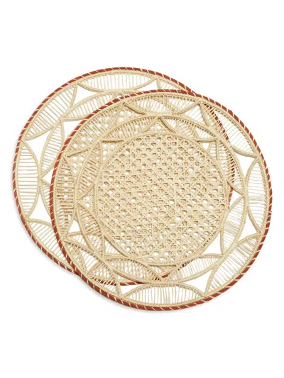 La Doublej Raffia Placemat Set Of 2 In Animal Print