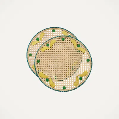 La Doublej Raffia Placemats Set Of 2 In Capri Yellow