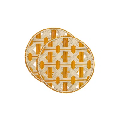 La Doublej Raffia Placemats Set Of 2 In Napoli Saffron