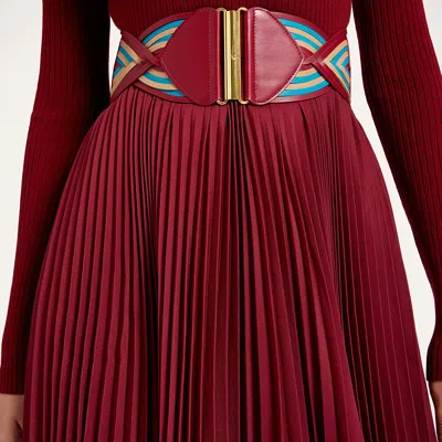 La Doublej Rainbow Belt In Color Block Burgundy