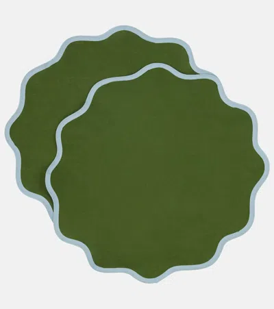 La Doublej Rainbow Bosco Cloud Set Of 2 Placemats In Green