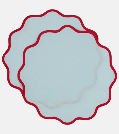La Doublej Rainbow Celeste Cloud Set Of 2 Placemats In Blue
