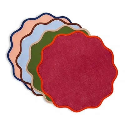 La Doublej Rainbow Cloud Tablemats, Mixed Set Of 4 In Multi