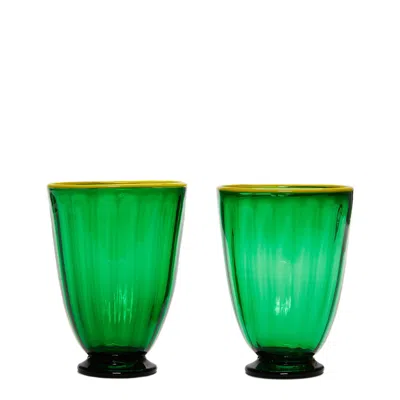 La Doublej Rainbow Glasses Set Of 2 In Green