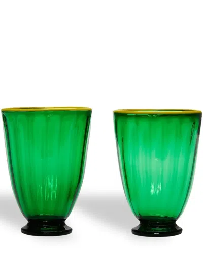 La Doublej Rainbow Glasses Set Of 2 In Green