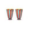 La Doublej Rainbow Glasses Set Of 2 (ridged) In Red/blue
