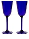 La Doublej Rainbow Set Of Two Murano Wine Glasses In Blue