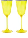 La Doublej Rainbow Murano Wine Glasses (set Of 2) In Yellow