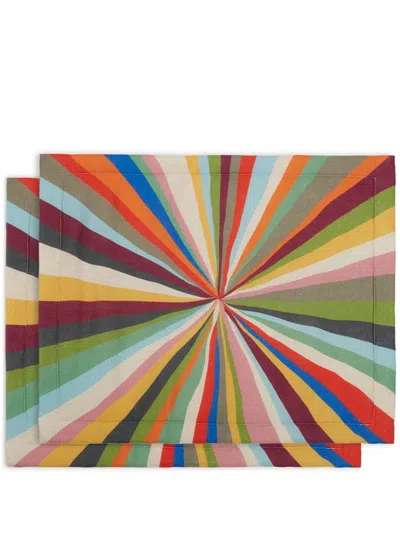 La Doublej Rainbow Rays Placemats (set Of Two) In Green