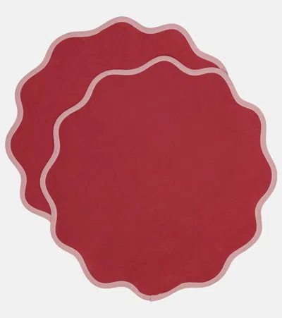 La Doublej Rainbow Vino Cloud Set Of 2 Placemats In Red