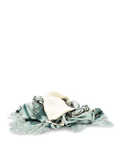 La Doublej Reversible Fringe Carr Scarf In Blue
