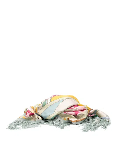 La Doublej Reversible Fringe Carr Scarf In Multi