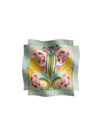 La Doublej Reversible Fringe Carré Scarf In Green