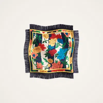 La Doublej Reversible Fringe Foulard 90 In Red