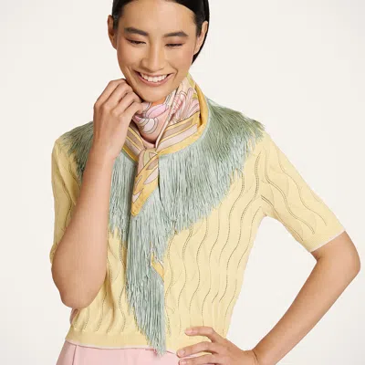 La Doublej Reversible Fringe Foulard 90 In Gray