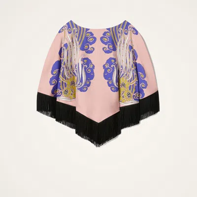 La Doublej Reversible Mini Poncho Top In Pink