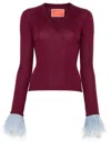 La Doublej La Double J V-neck High Kick Top In Burgundy