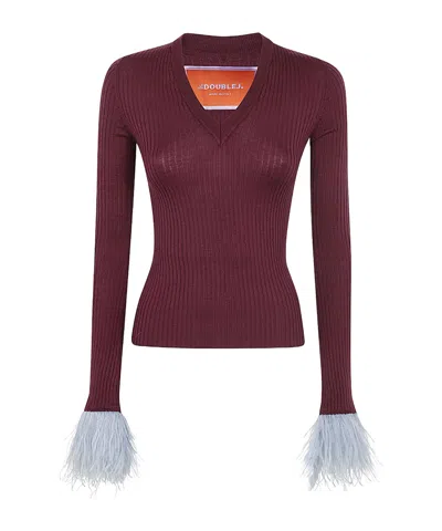 La Doublej Ribbed Jumper In Red